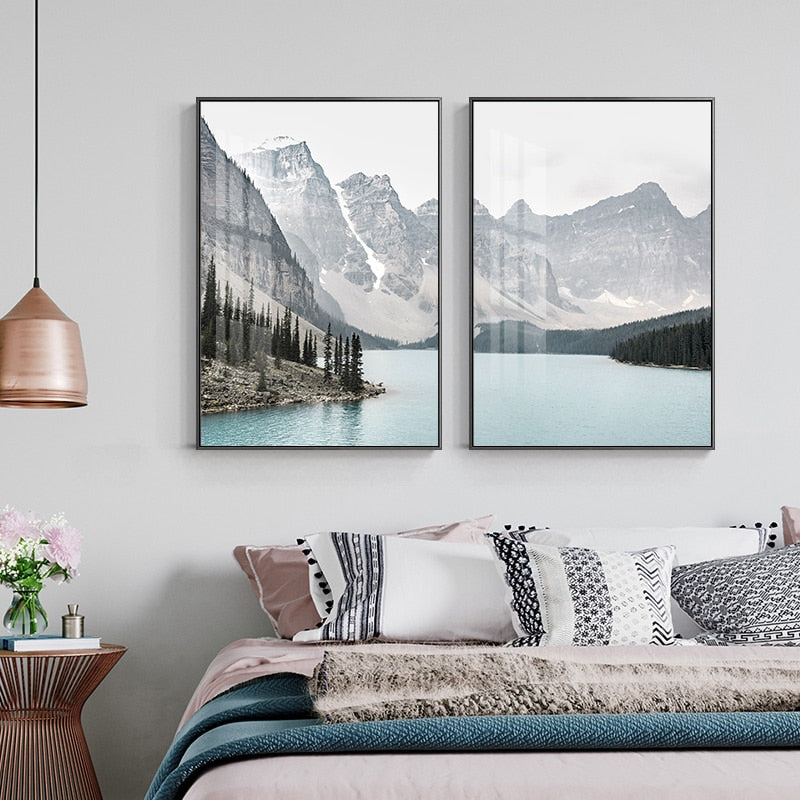 Fjellandskap Reiselivsposter - Lerret Veggkunstmaleri