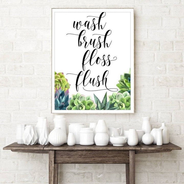 Moderne Vask Pensel Floss Flush Kaktus Trykk - Lerret Veggkunst Maleri