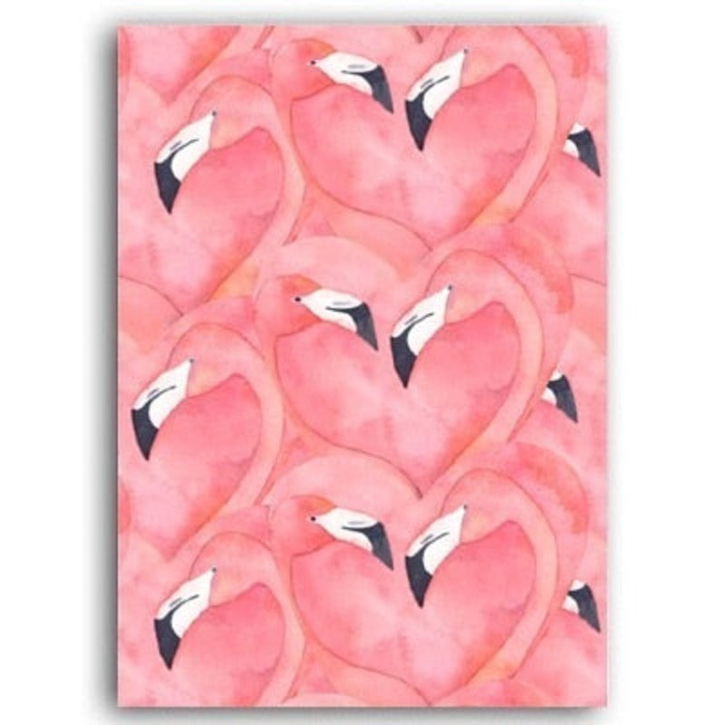 Vakre Rosa Flamingo Fjær - Lerret Veggkunst Maleri | Skanto