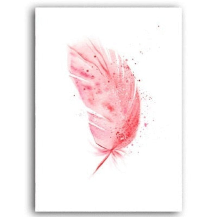 Vakre Rosa Flamingo Fjær - Lerret Veggkunst Maleri | Skanto
