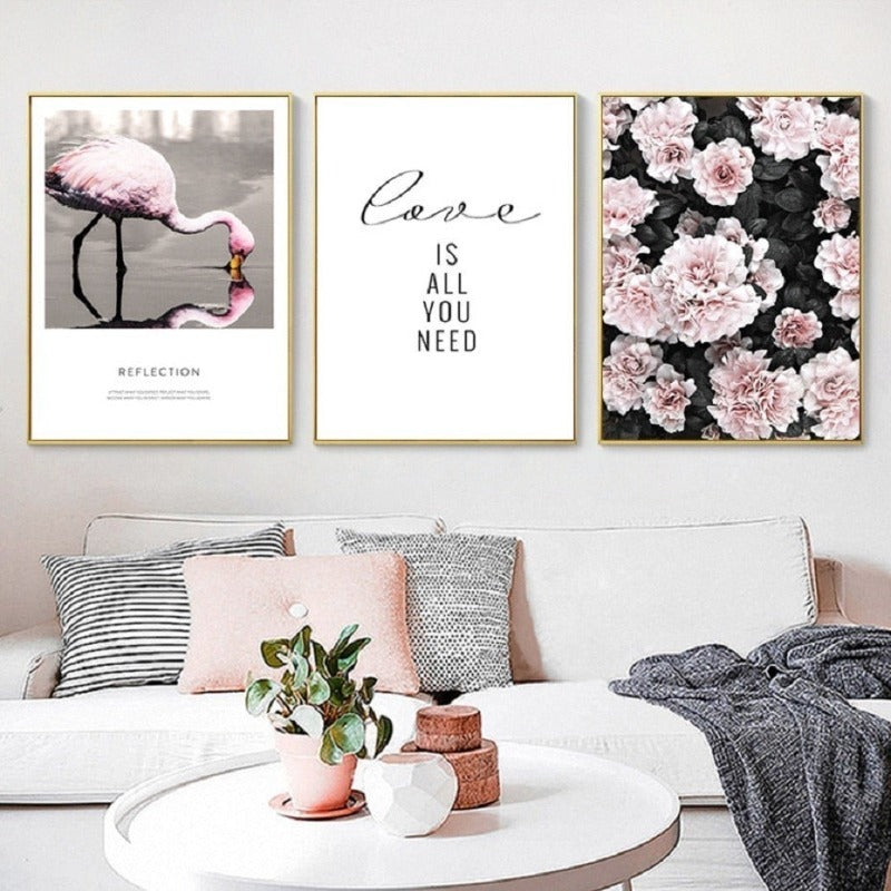 Nordisk skandinavisk blomster-ananas-motiv – lerretbilde