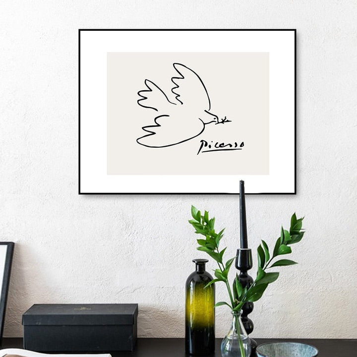 Abstrakt vintagefigur: Due – Minimalistisk lerretsbilde