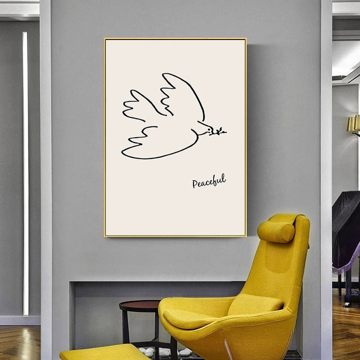Abstrakt vintagefigur: Due – Minimalistisk lerretsbilde