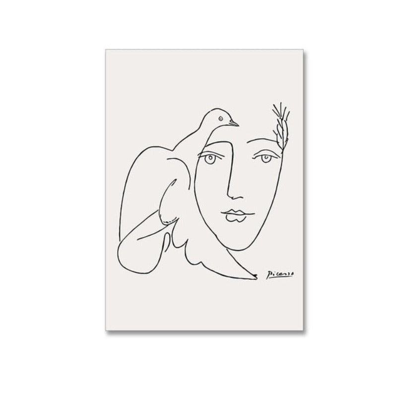 Abstrakt vintagefigur: Due – Minimalistisk lerretsbilde