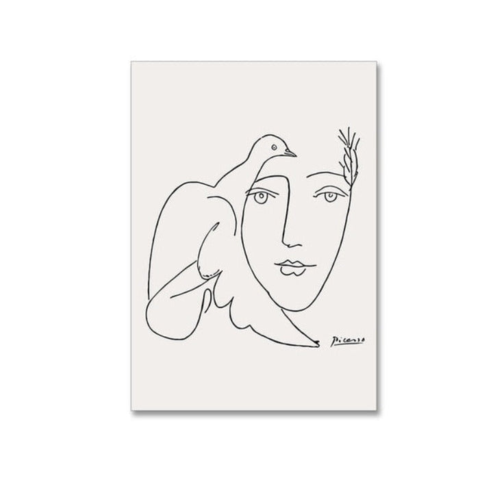 Abstrakt vintagefigur: Due – Minimalistisk lerretsbilde