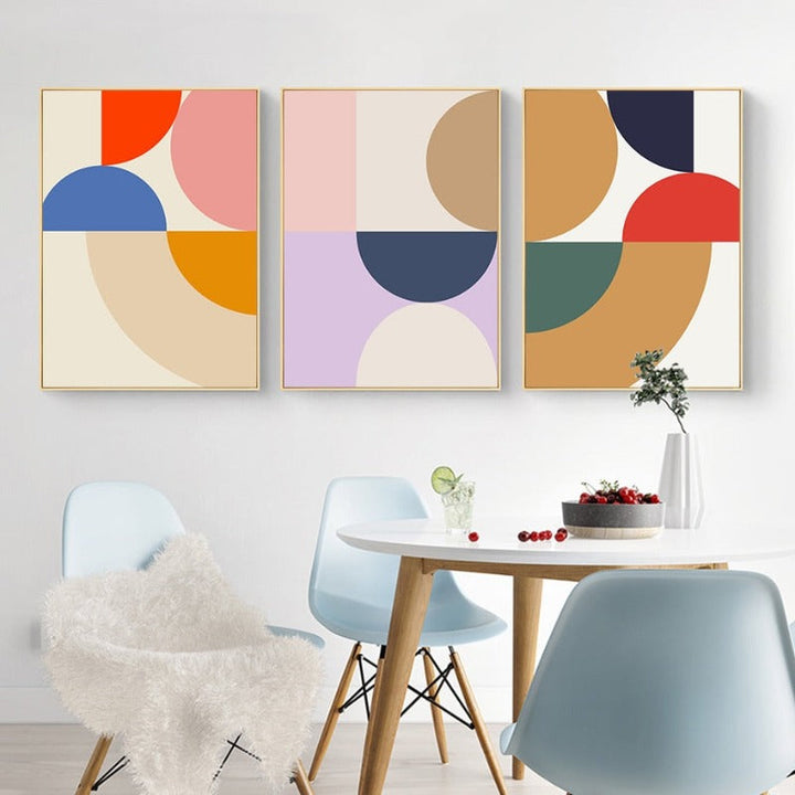 Geometrisk fargeblokker - plakat og trykk - lerret veggkunst maleri