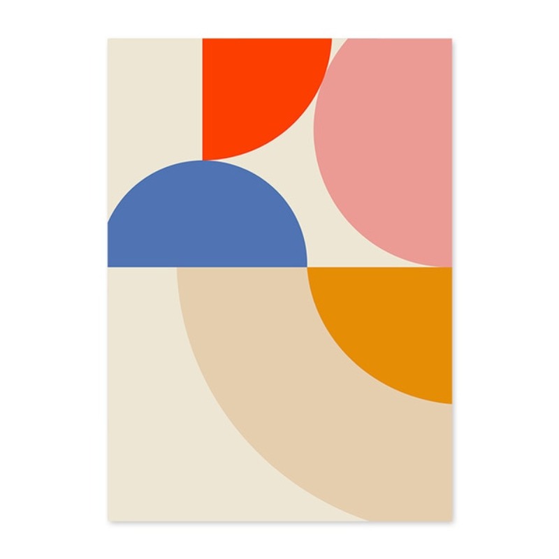 Geometrisk fargeblokker - plakat og trykk - lerret veggkunst maleri