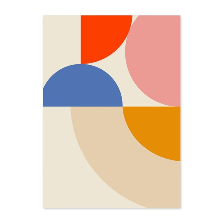 Geometrisk fargeblokker - plakat og trykk - lerret veggkunst maleri