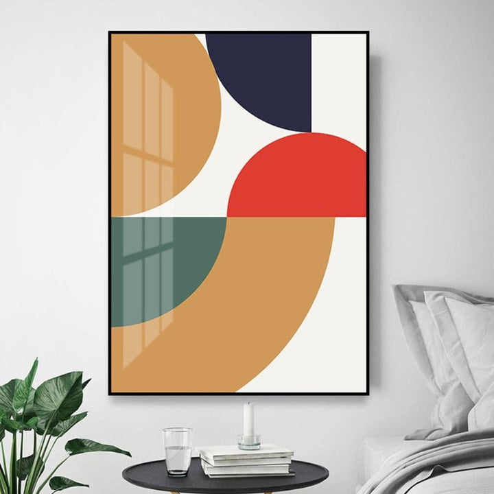 Geometrisk fargeblokker - plakat og trykk - lerret veggkunst maleri