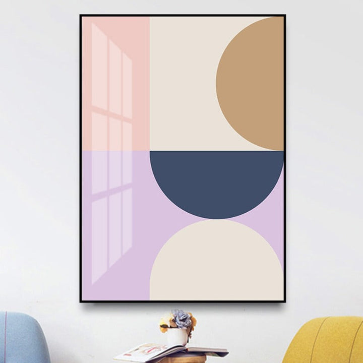 Geometrisk fargeblokker - plakat og trykk - lerret veggkunst maleri