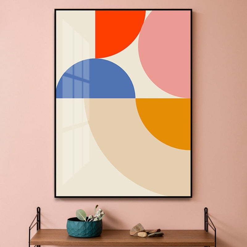 Geometrisk fargeblokker - plakat og trykk - lerret veggkunst maleri