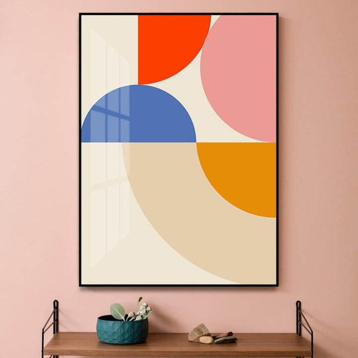 Geometrisk fargeblokker - plakat og trykk - lerret veggkunst maleri