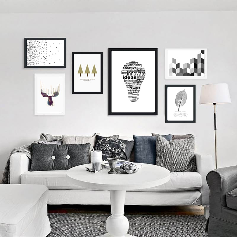 Deer Art Geometrisk - Lerret Veggkunstmaleri