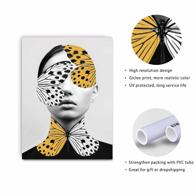 Abstract Creative Butterfly Women's Wall Art Prints Poster - Canvas Wall Art Painting | Skanto