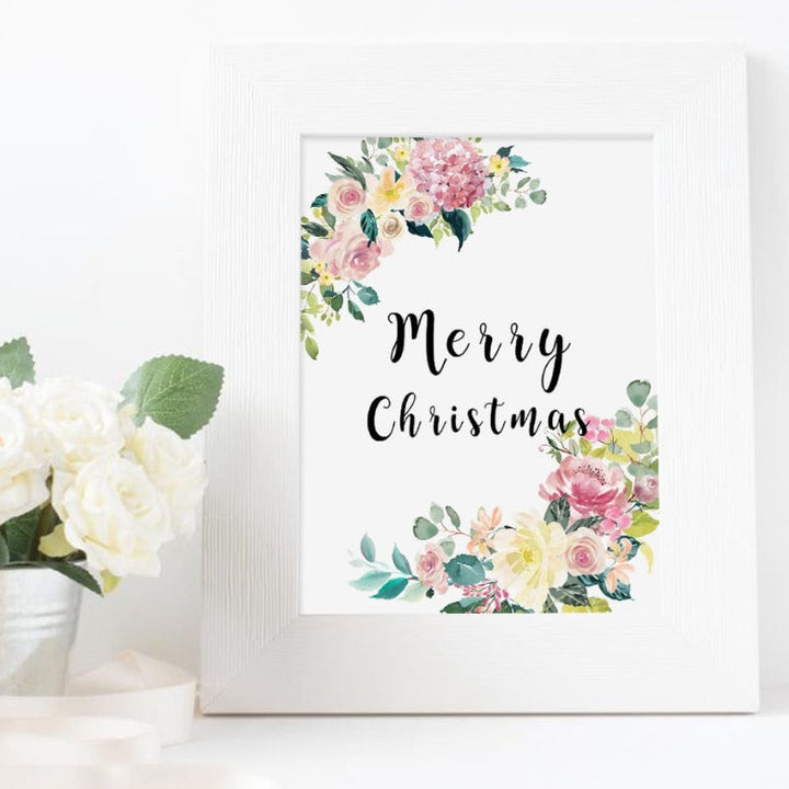 Floral Velkommen Skilt Plakat - Lerret Veggkunst Maleri