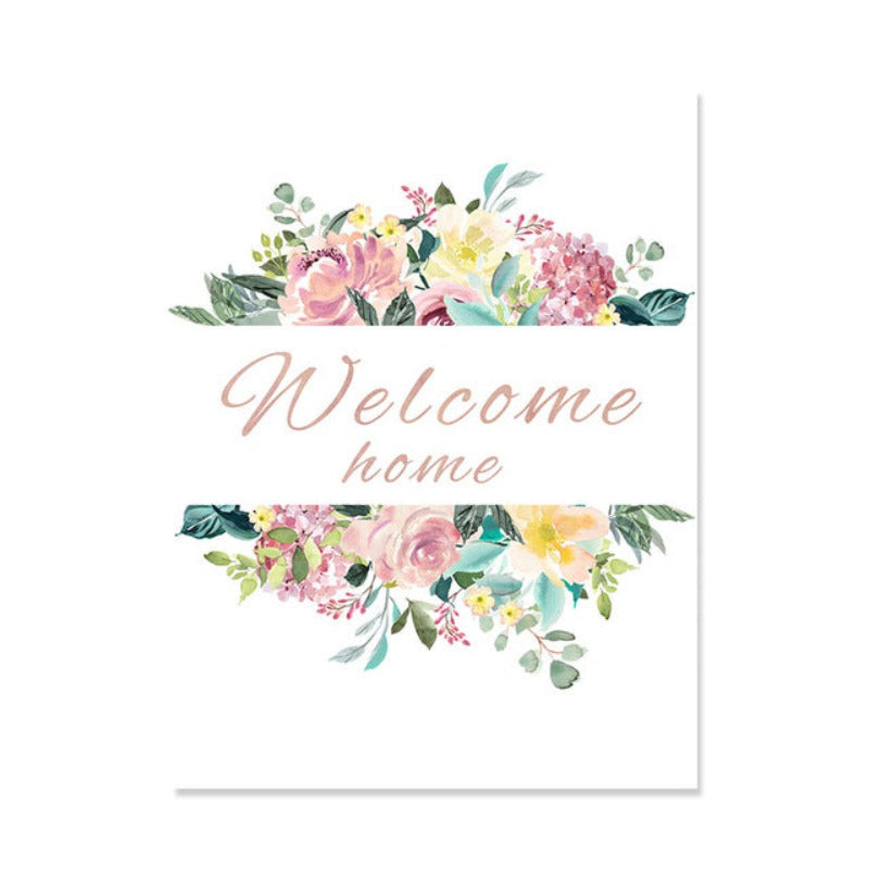 Floral Velkommen Skilt Plakat - Lerret Veggkunst Maleri
