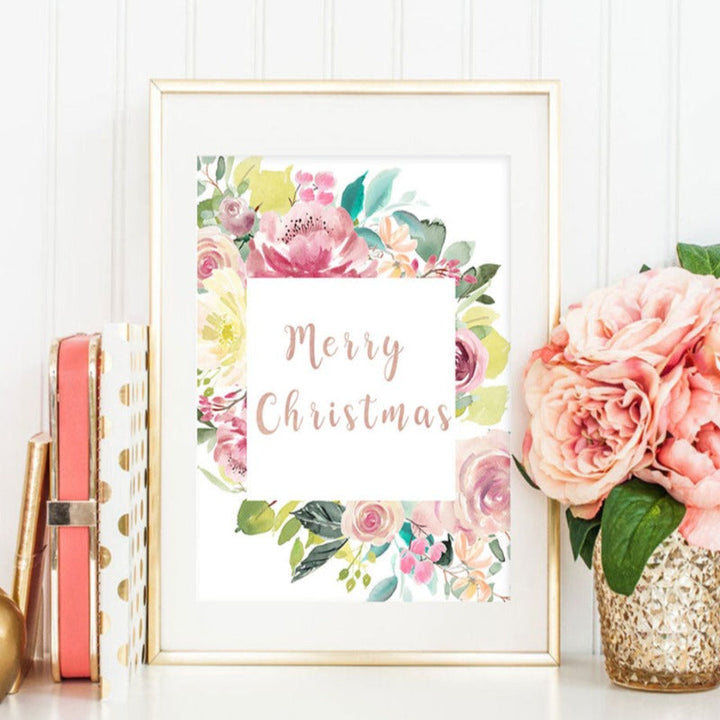Floral Velkommen Skilt Plakat - Lerret Veggkunst Maleri