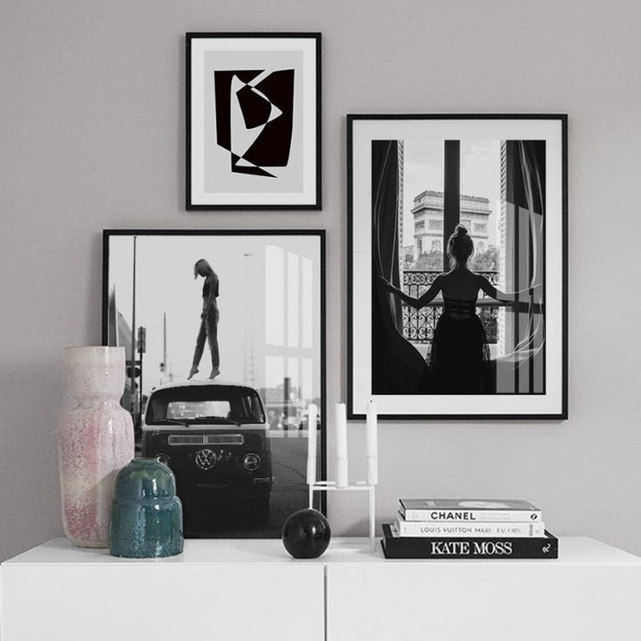 Abstract Scandinavian Black White Wall Art Prints - Canvas Wall Art Painting | Skanto