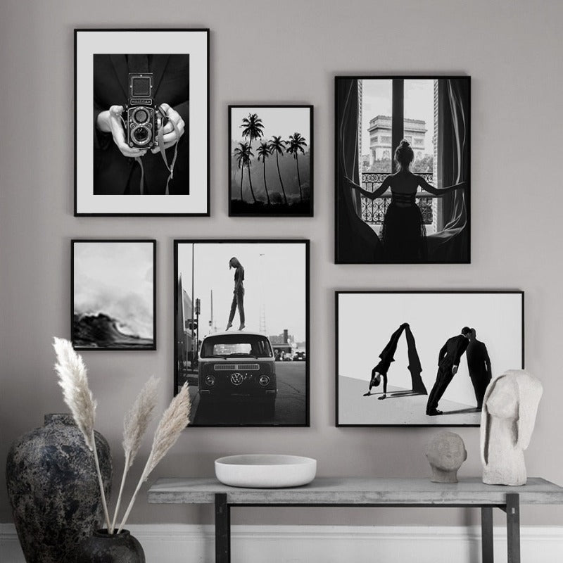 Abstract Scandinavian Black White Wall Art Prints - Canvas Wall Art Painting | Skanto