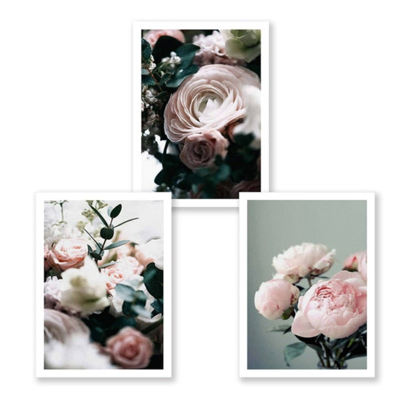 Moderne pioenrose lerretsmaleri – Galleri for blomsterbilder på lerret