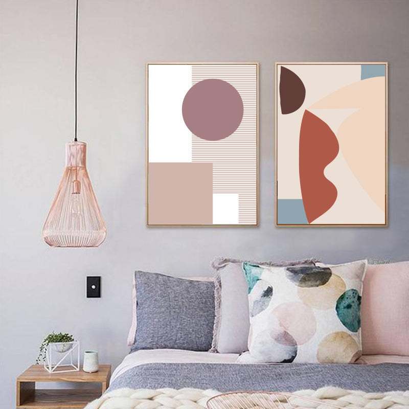 Abstracte varme geometriske design - Lerret veggkunst maleri | Skanto