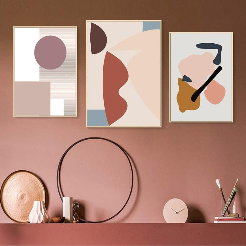 Abstracte varme geometriske design - Lerret veggkunst maleri | Skanto