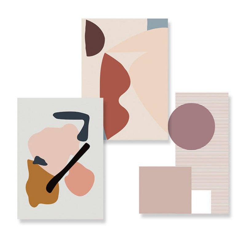 Abstracte varme geometriske design - Lerret veggkunst maleri | Skanto
