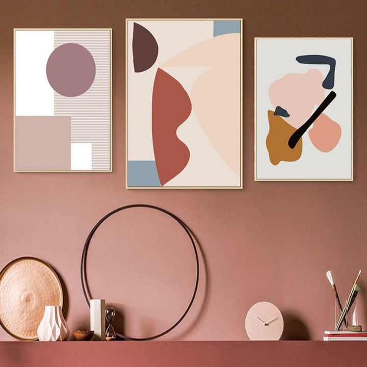 Abstracte varme geometriske design - Lerret veggkunst maleri | Skanto