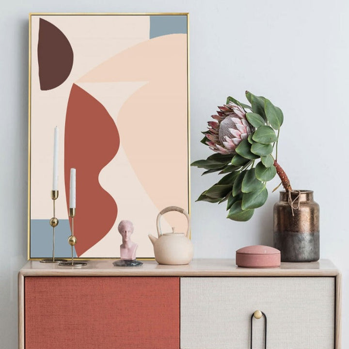 Abstracte varme geometriske design - Lerret veggkunst maleri | Skanto