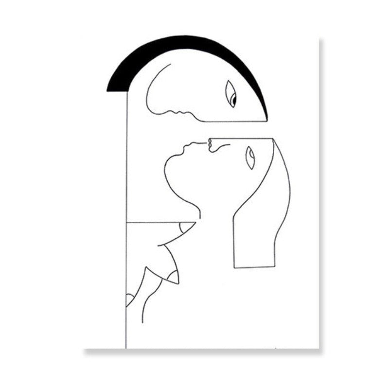 Minimalistisk abstrakt svart hvit parfigur - lerret veggkunstmaleri