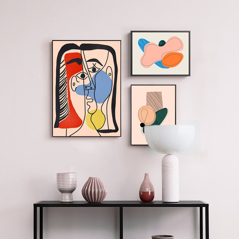 Moderne skandinavisk abstrakt figur – lerretsmaleri