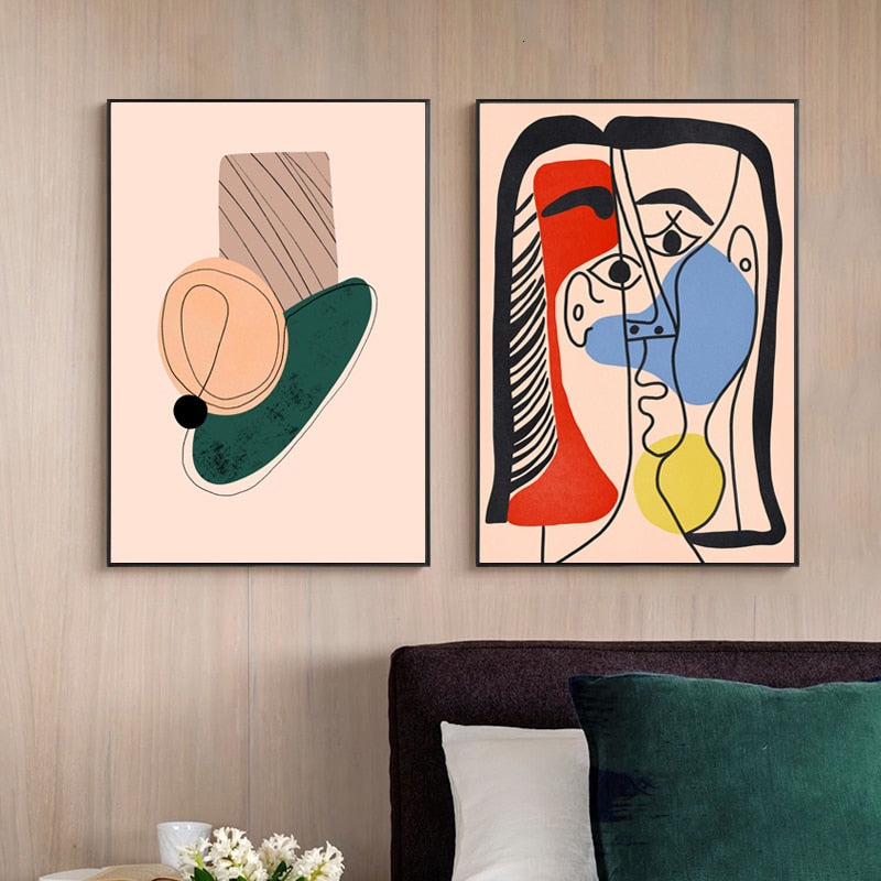 Moderne skandinavisk abstrakt figur – lerretsmaleri