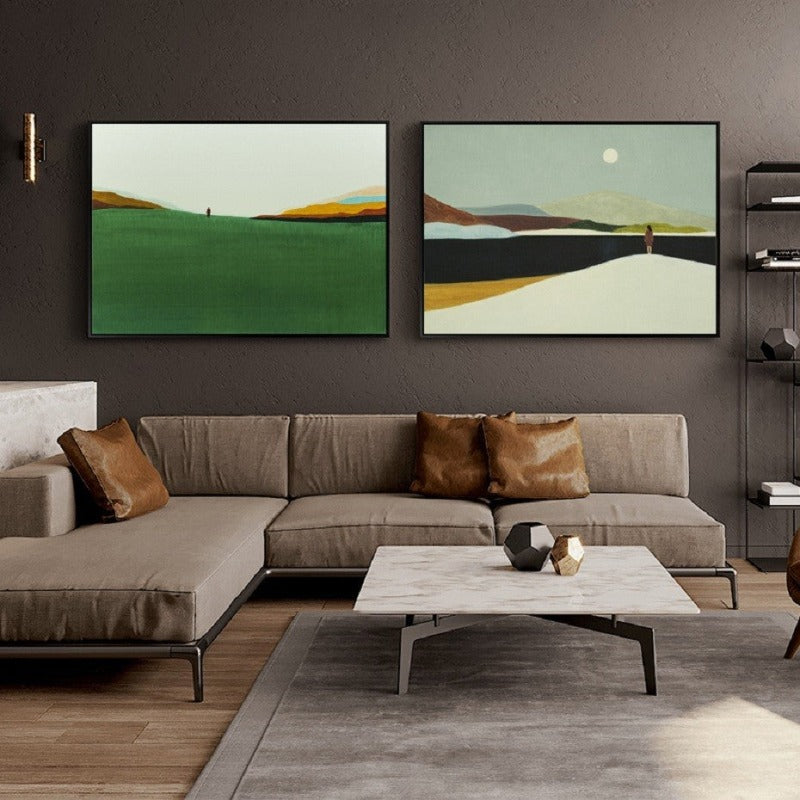 Impressionistiske landsby scener - landskapsolje trykk - lerret veggkunst malerier