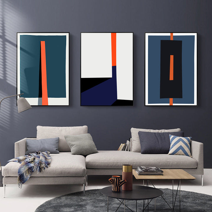 Geometriske Fargede Trykk Plakat Nordisk - Lerrets Veggkunst Maleri