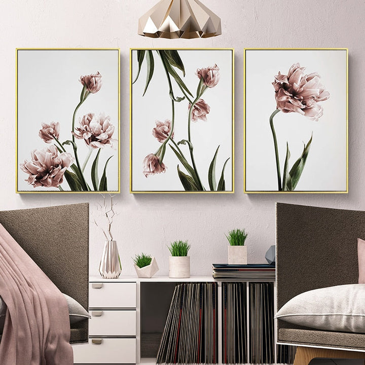 Moderne Tulip blomstertrykk Veggkunst - Lærred Veggkunst Maling