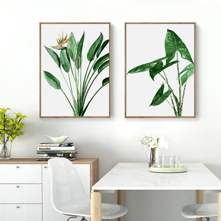 Moderne skandinavisk lerretsbilde av Alocasia-blader