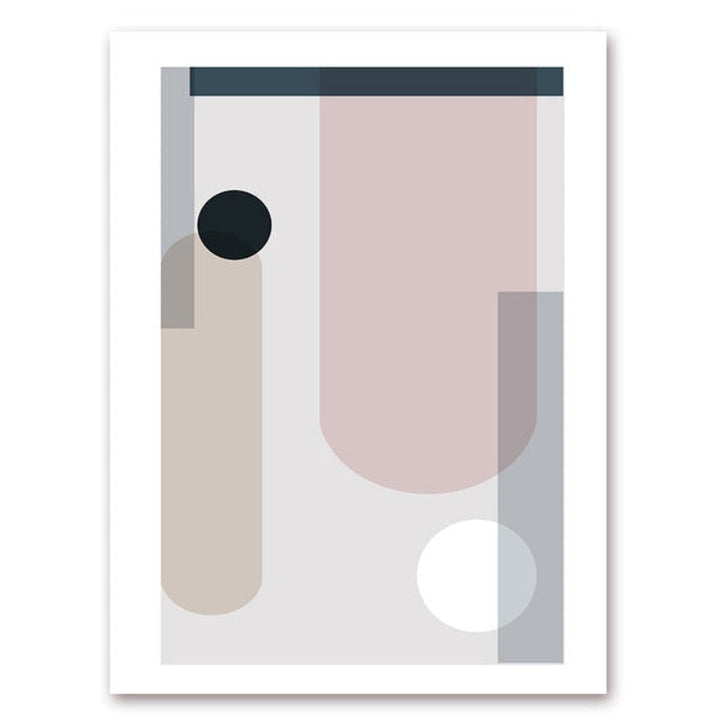 Minimalistisk Abstrakt Geometrisk Pink Blå - Lerret Veggkunst Maleri