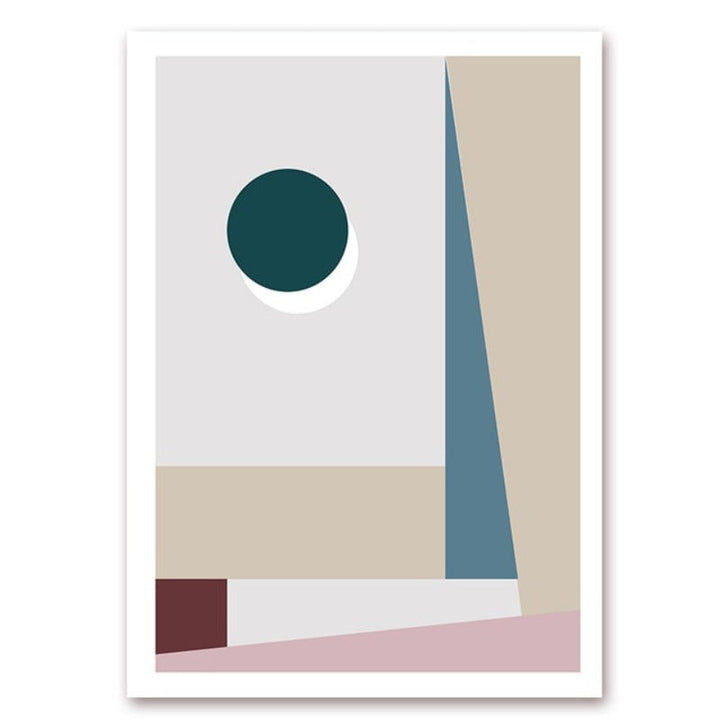 Minimalistisk Abstrakt Geometrisk Pink Blå - Lerret Veggkunst Maleri