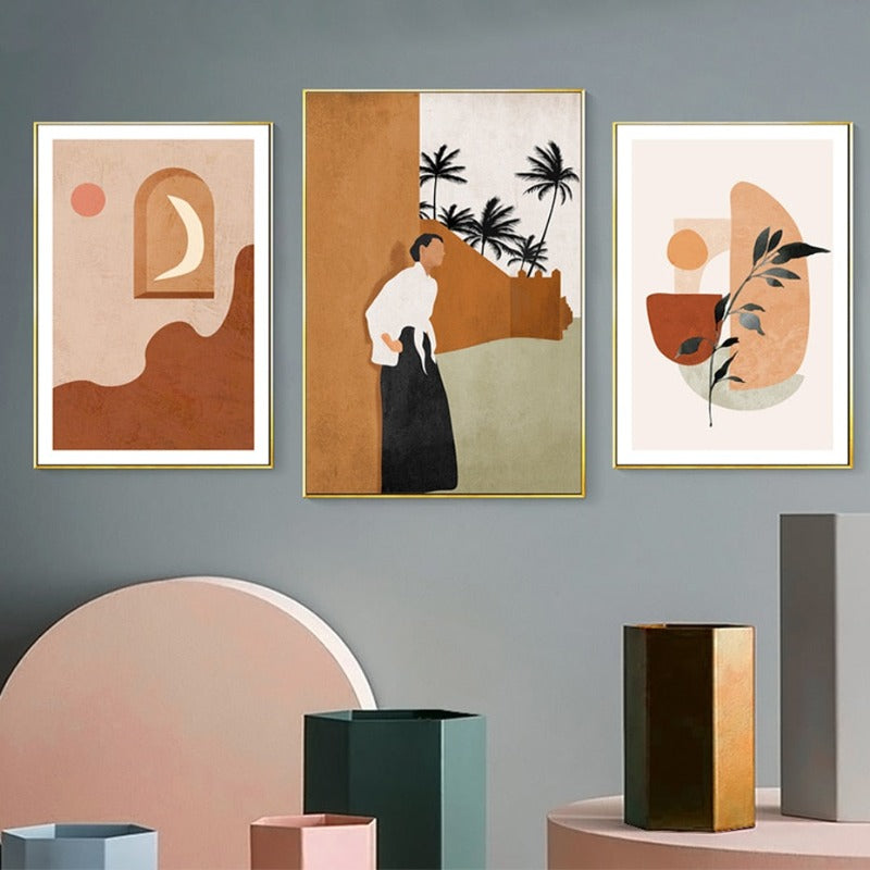 Abstract Still Life Beige Plants - Lerret Veggkunst Maleri | Skanto