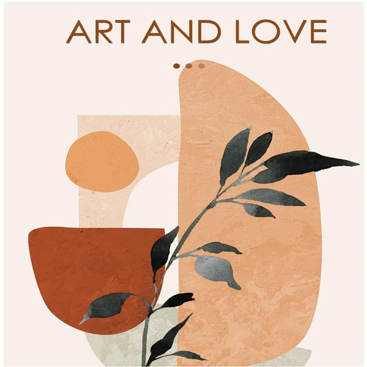 Abstract Still Life Beige Plants - Lerret Veggkunst Maleri | Skanto