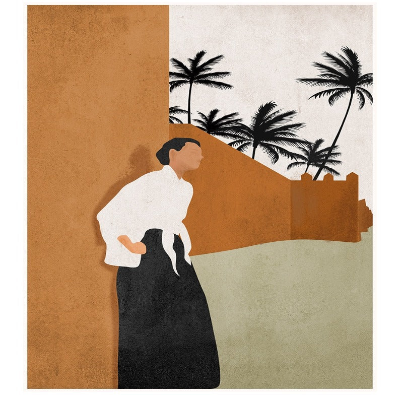 Abstract Still Life Beige Plants - Lerret Veggkunst Maleri | Skanto