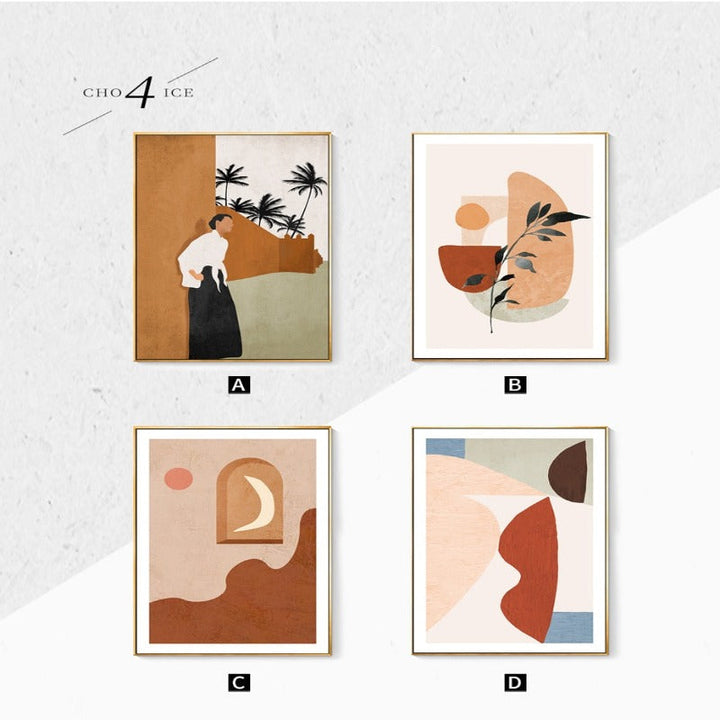 Abstract Still Life Beige Plants - Lerret Veggkunst Maleri | Skanto