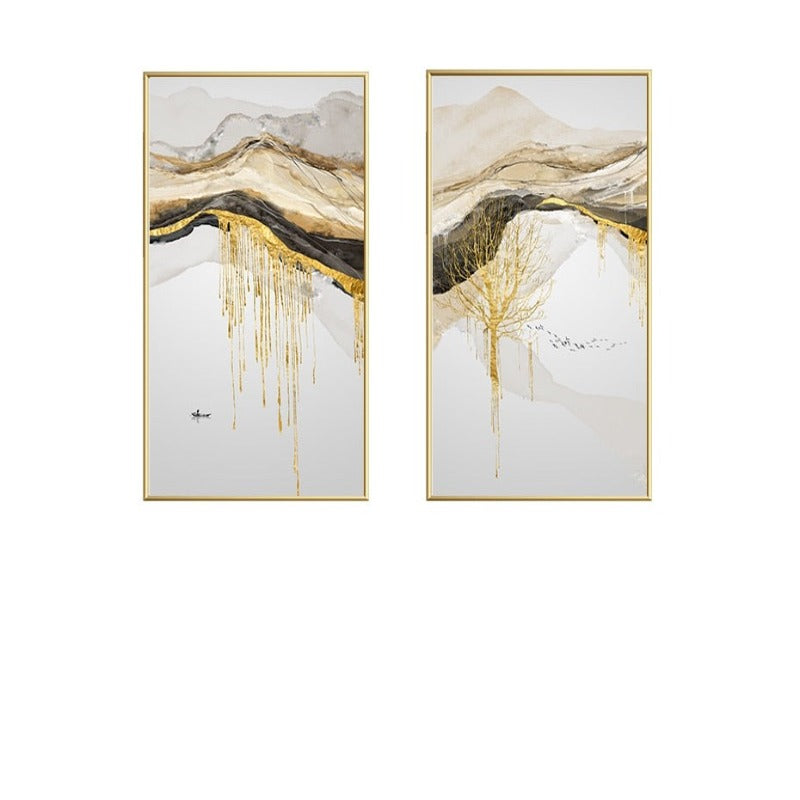 Gold Mountain Landskap - Lerret Veggkunst Maleri