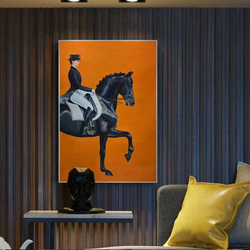 Moderne oransje hestebilder - lerretsveggkunst