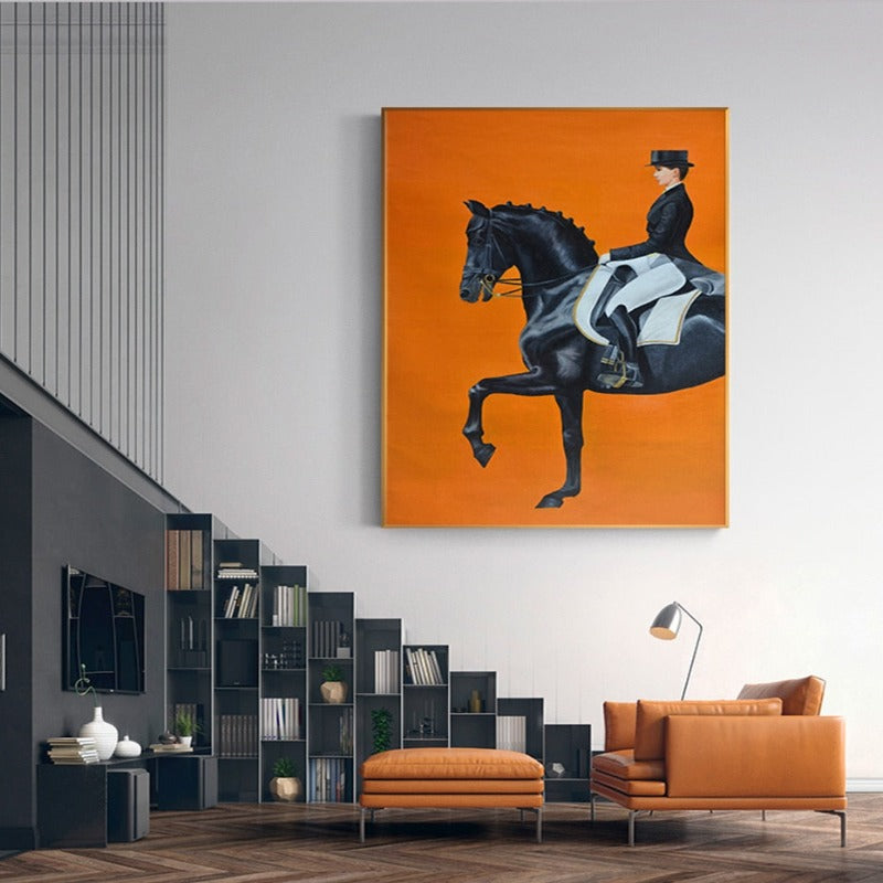 Moderne oransje hestebilder - lerretsveggkunst