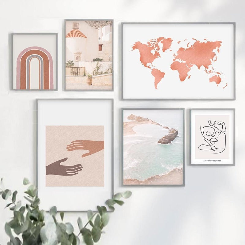 Mid-Century Modern Abstrakt Galleri Brennende Orange - Lerret Veggkunst Maleri