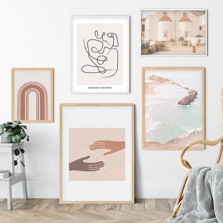 Mid-Century Modern Abstrakt Galleri Brennende Orange - Lerret Veggkunst Maleri