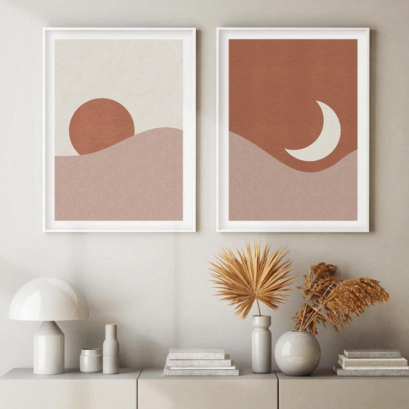Moon To Sun And Back - Lerret Veggkunst Maleri