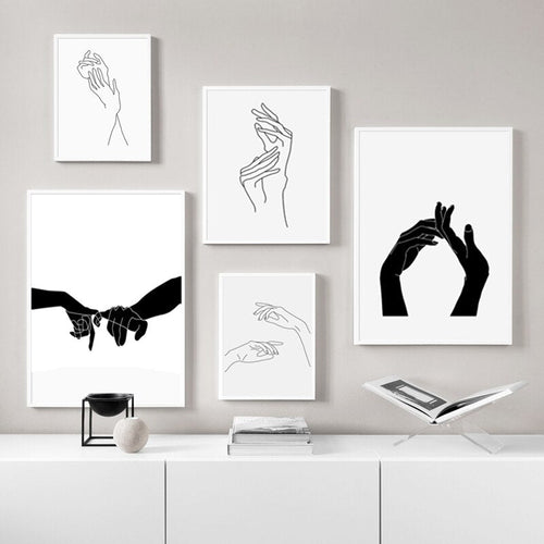 Hands Line Minimalistisk - Lerret Veggkunst Maleri