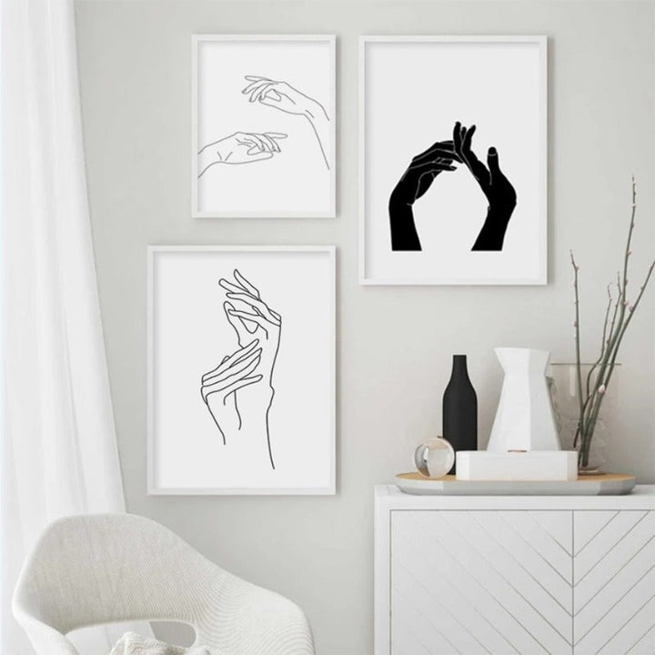Hands Line Minimalistisk - Lerret Veggkunst Maleri